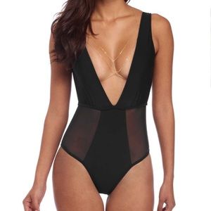 🌼Windsor Black Deep V-Neck Mesh Swimsuit